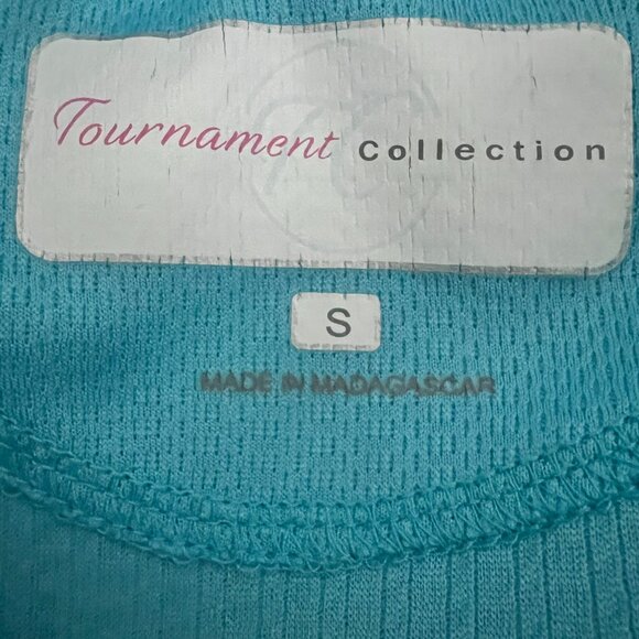 Tournament Collection Womens Golf Polo Sleeveless with Pearl Button Sz S Aqua - Picture 6 of 6